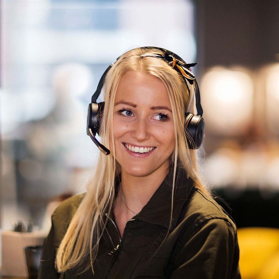 Woman at office with headset