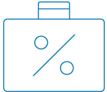 icon illustrating a portfolio with a percentage symbol