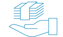 icon illustrating a hand and banknotes