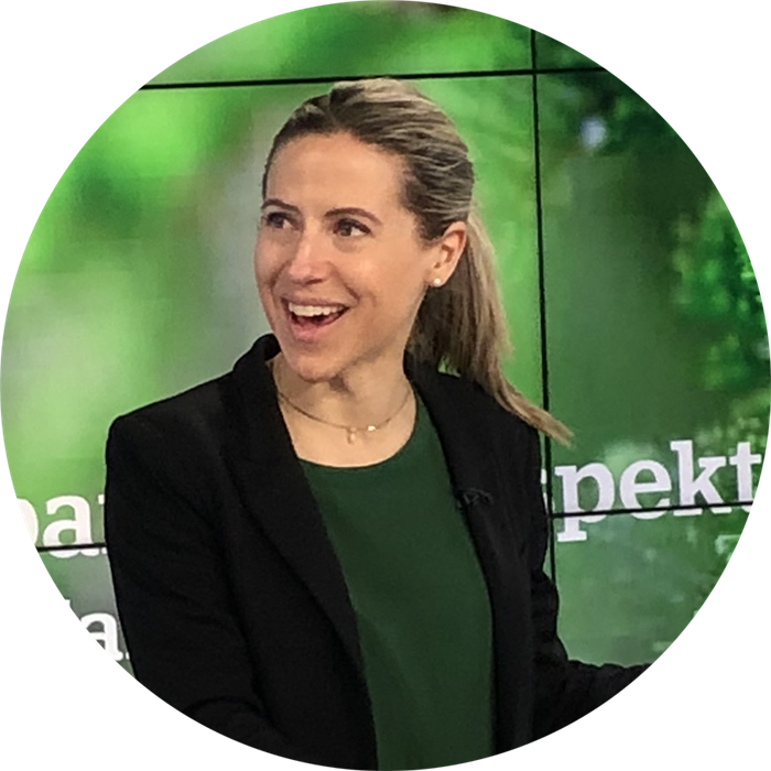 Catharina Belfrage i studion
